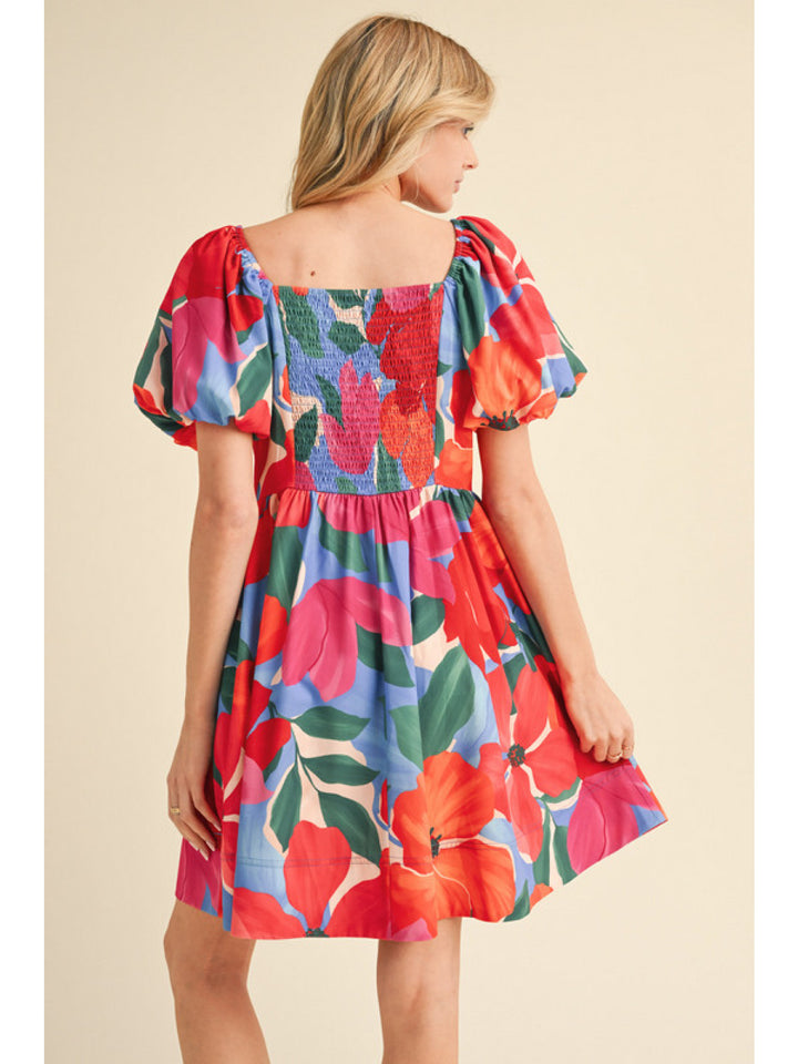 GARDEN PARTY SMOCKED BODICE DRESS
