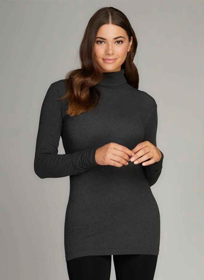 HEATHER BLACK BAMBOO TURTLENECK