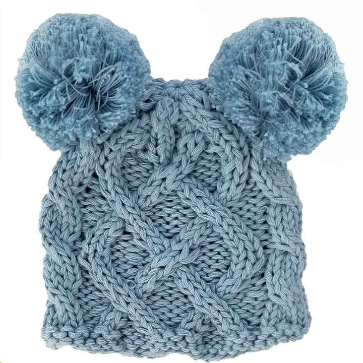 NEWBORN CHAMBRAY DOUBLE POM BEANIE