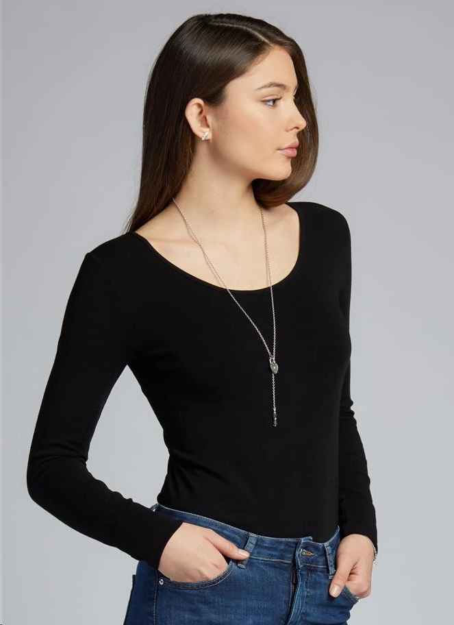 Black Bamboo Long Sleeve Scoop neck Top