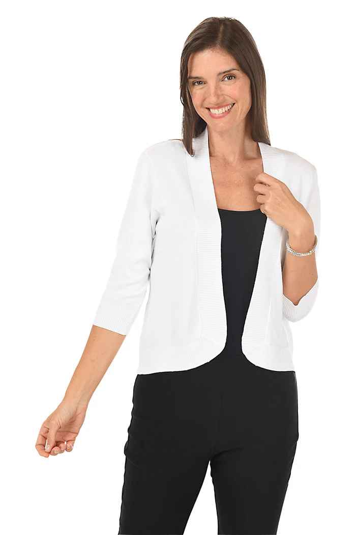 White Patti 3/4 Sleeve Cardigan