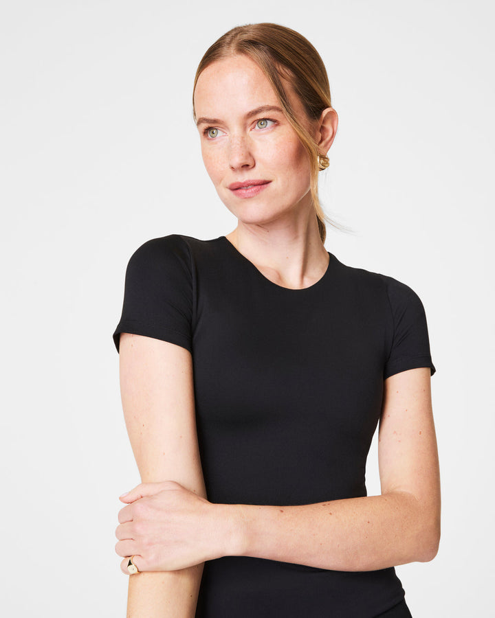 SPANX CLASSIC BLACK JERSEY CREWNECK TEE