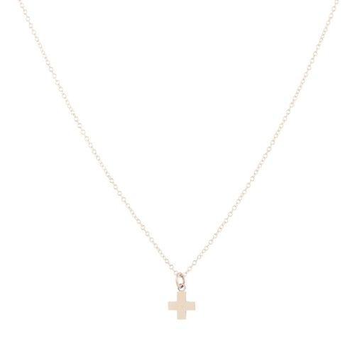 16" MIXED METAL SIGNATURE CROSS NECKLACE W/ GOLD CHARM