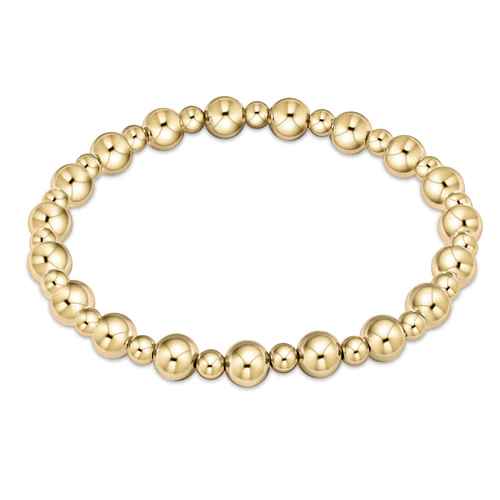 Classic Grateful Pattern Gold 6mm Bead Bracelet