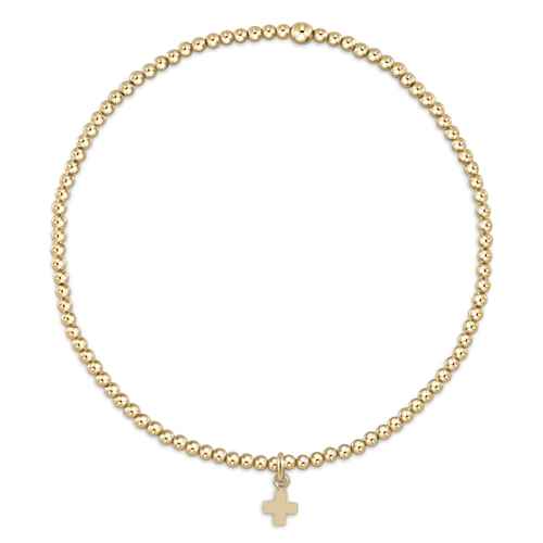Classic Gold 2mm Bead Bracelet Signature Cross