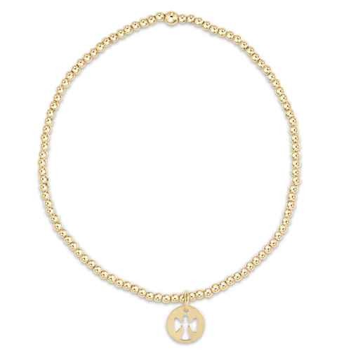 Guardian Angel Charm Classic Gold 2mm Bead Bracelet