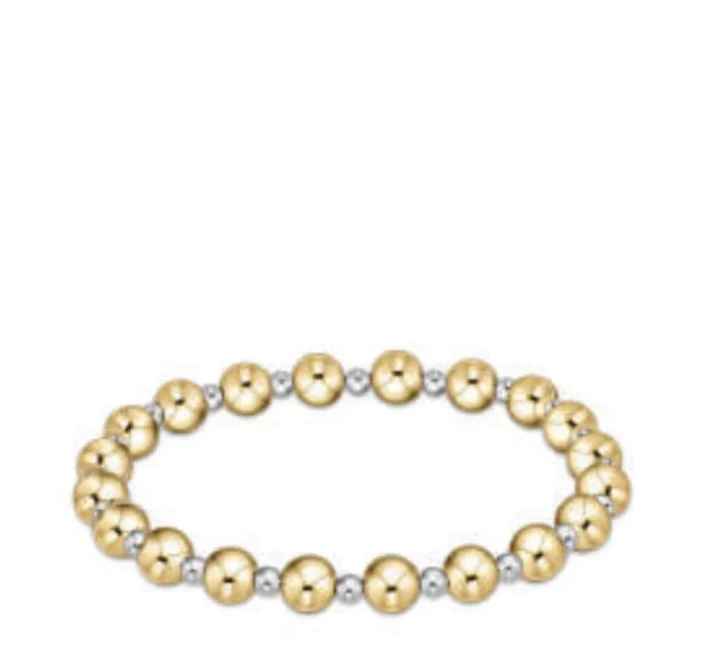 Mixed Metal Classic Grateful Pattern 6mm Bead Bracelet