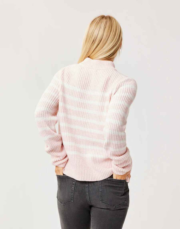 Cayden Light Pink Stripe Crew Sweater