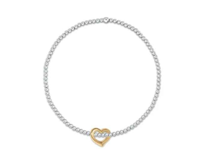 Extends-Mixed Metal Love Charm 2.5mm Bead Bracelet