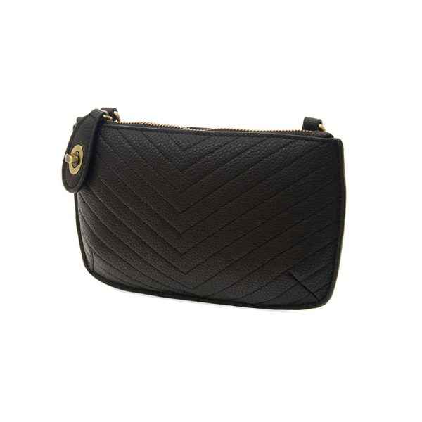 Black Chevron Quilted Crossbody Wristlet