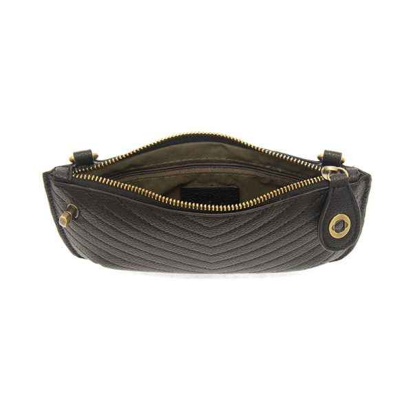 Black Chevron Quilted Crossbody Wristlet