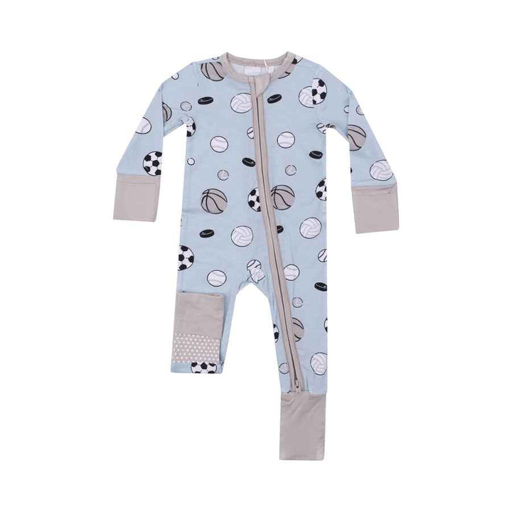 Sports Ball Blue 2 Way Zipper Romper