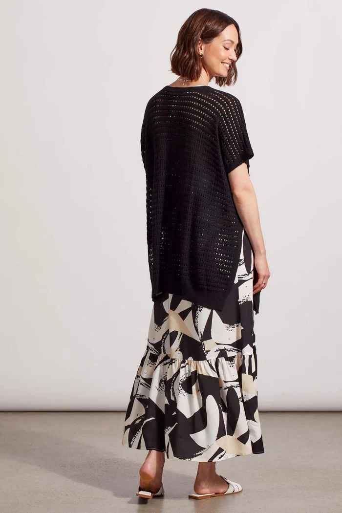 Black Crochet Side Slit Cardigan