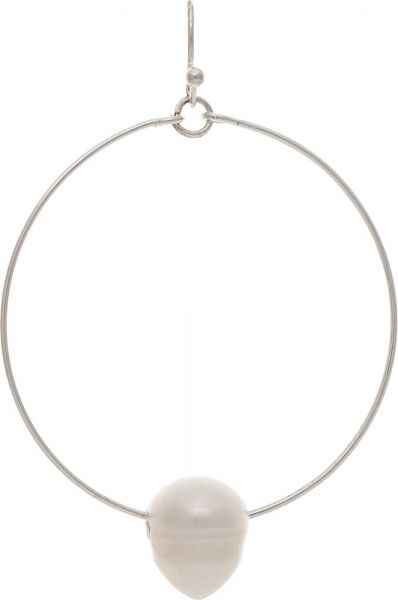 Silver Fresh Water Pearl Circle Earrings