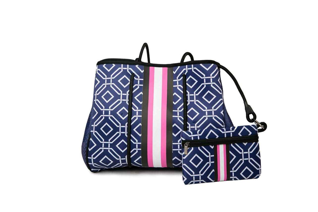 NAVY GEOMETRIC CARLA TOTE