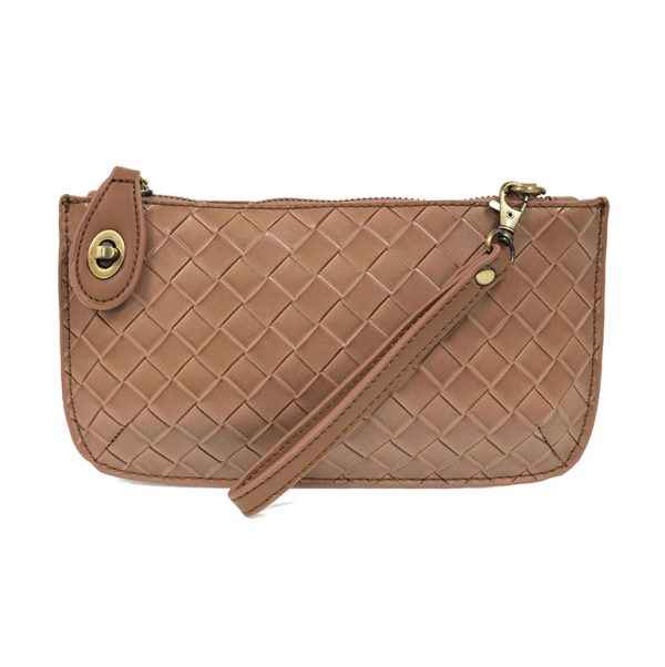 Chestnut Wide Woven Wristlet Crossbody Bag