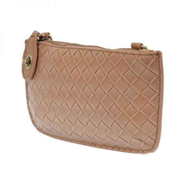 Chestnut Wide Woven Wristlet Crossbody Bag