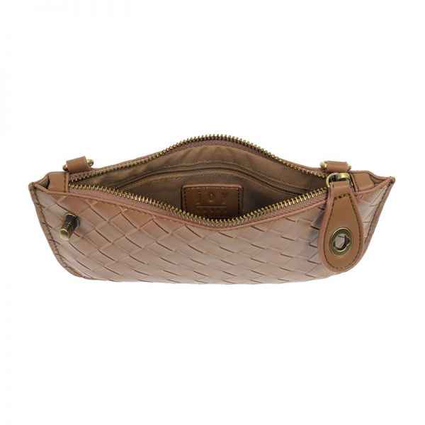 Chestnut Wide Woven Wristlet Crossbody Bag