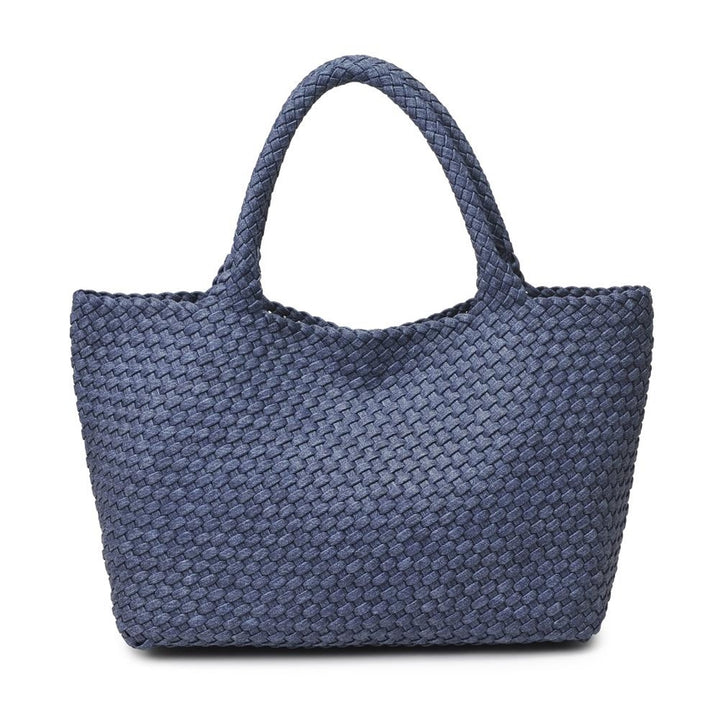 DARK DENIM SKY'S THE LIMIT LARGE WOVEN TOTE BAG