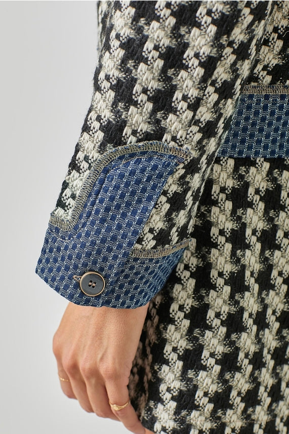STEFFI BLACK CHECK MIXED TWEED JACKET