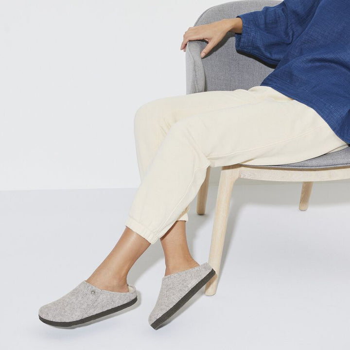 ZERMATT LIGHT GRAY WOOL SHEARLING SLIPPERS