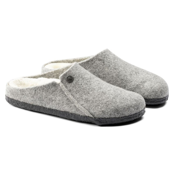 ZERMATT LIGHT GRAY WOOL SHEARLING SLIPPERS