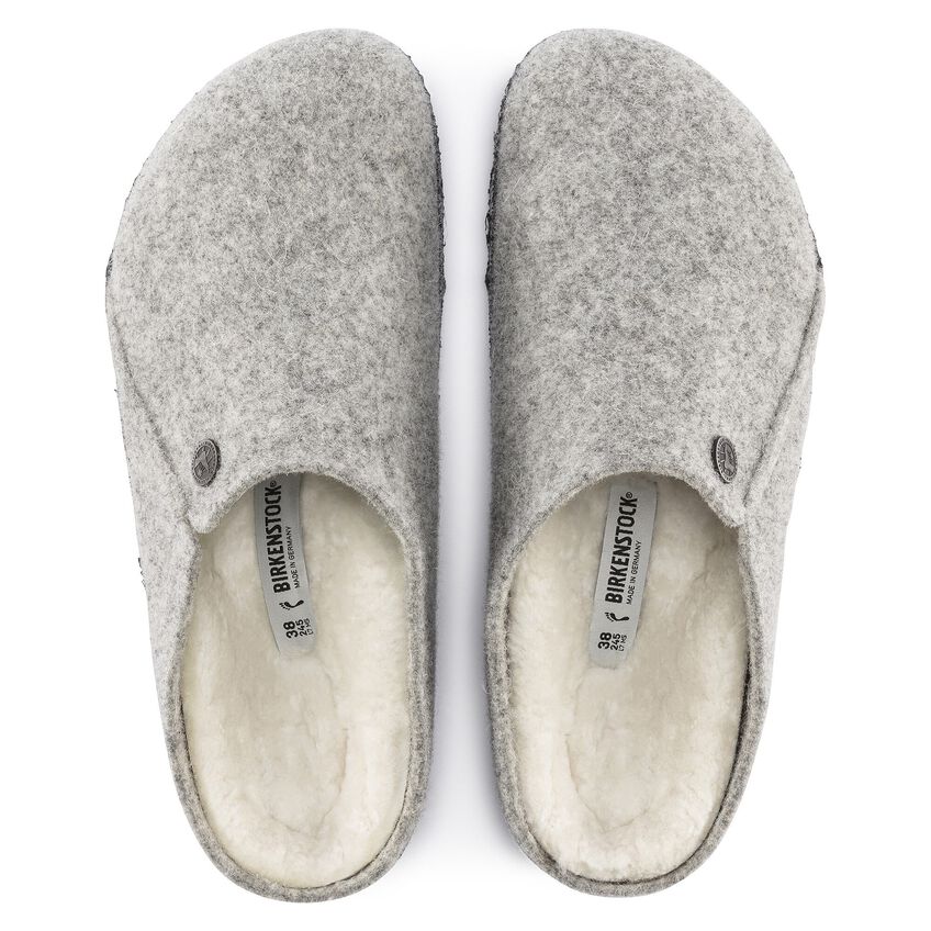 ZERMATT LIGHT GRAY WOOL SHEARLING SLIPPERS