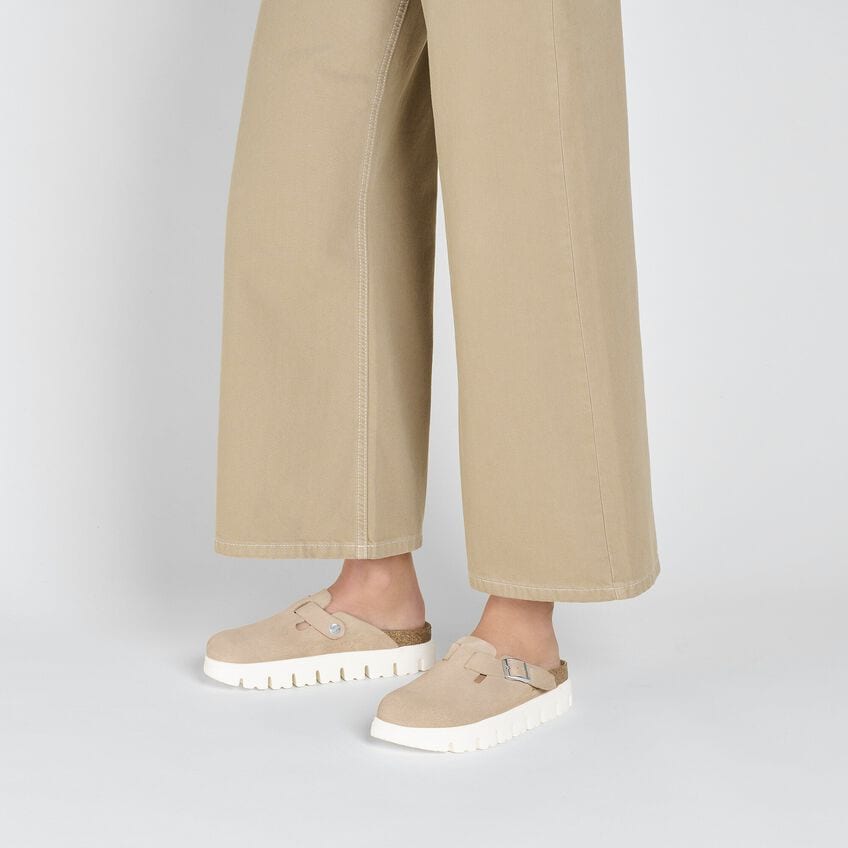 PAPILLIO BY BIRKENSTOCK BOSTON CHUNKY WARM SAND SUEDE LEATHER
