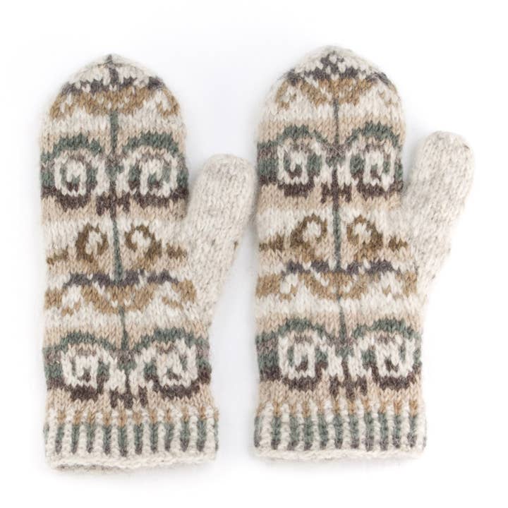 Natalia Light Natural Wool Knit Mittens