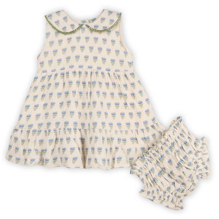 HARPER PETER PAN COLLAR FLORAL FLARE DRESS + BLOOMER SET
