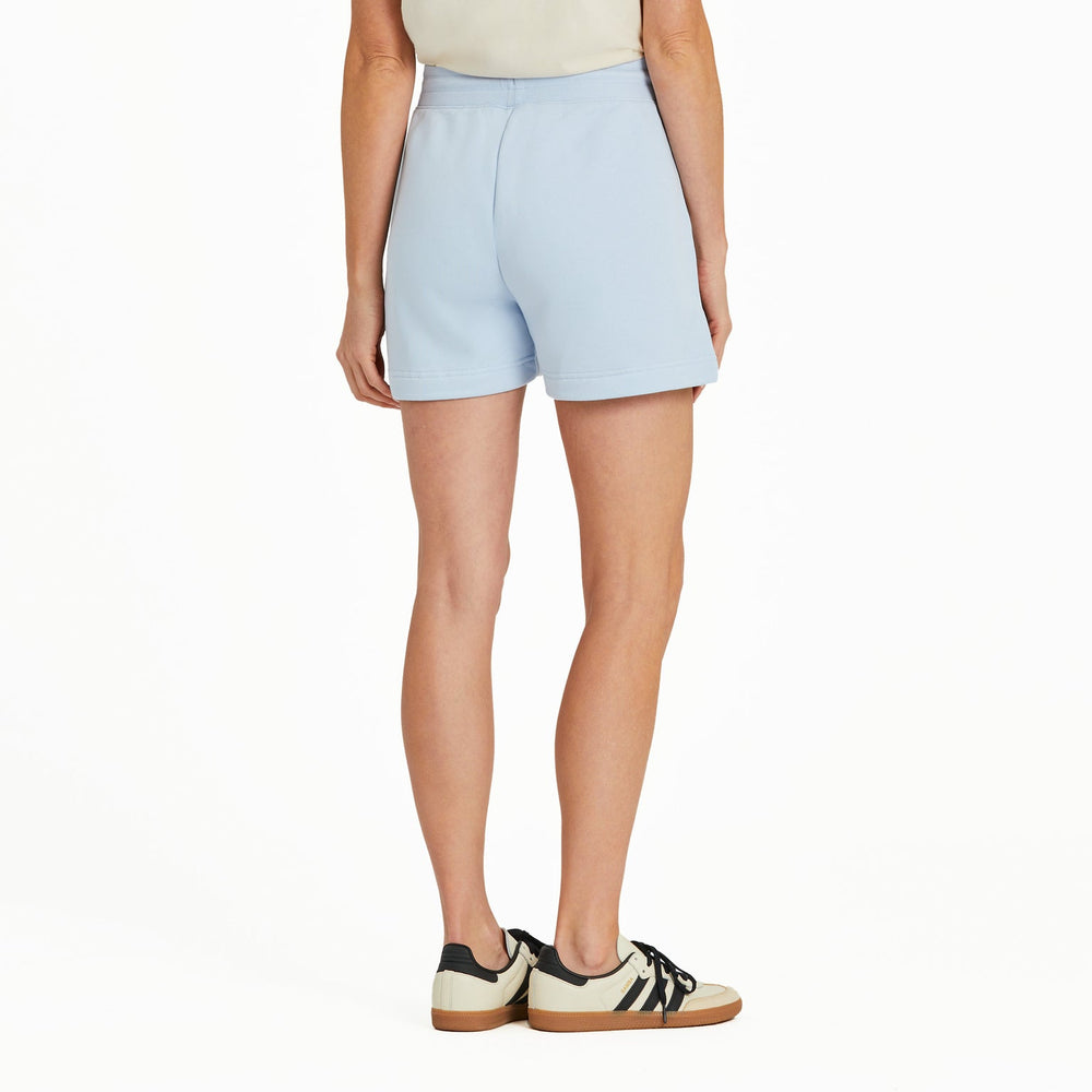 WOMEN'S SOLID GOOD VIBES GLACIER BLUE FLEECE SHORTS