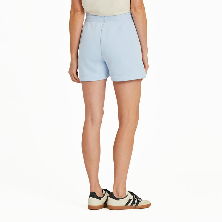 WOMEN'S SOLID GOOD VIBES GLACIER BLUE FLEECE SHORTS