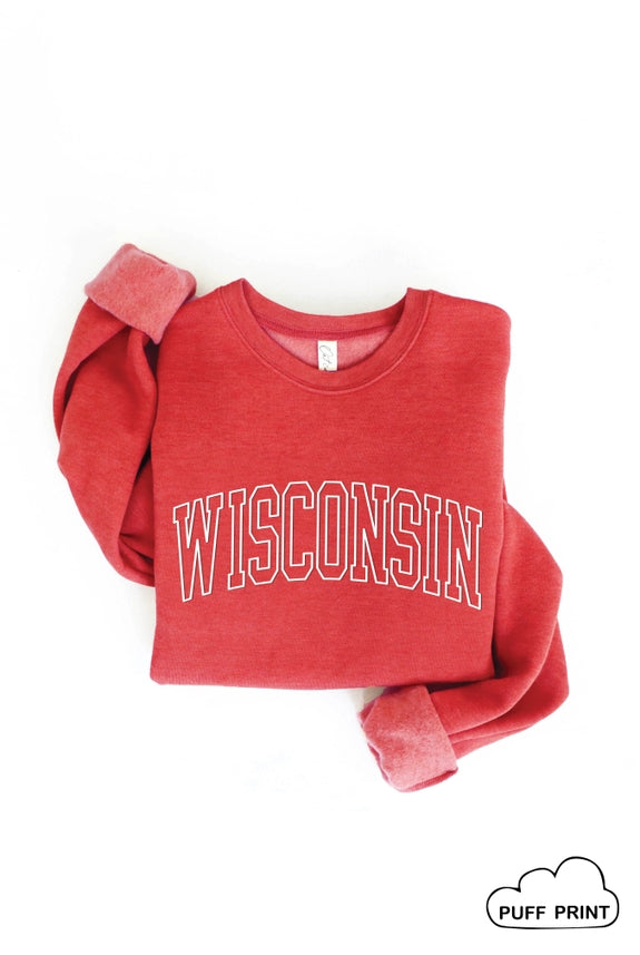 WISCONSIN PUFF PRINT GRAPHIC SWEATSHIRT