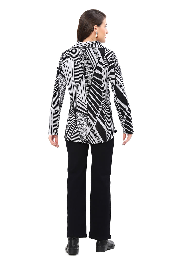 TULA BLACK & WHITE ZIPPERED TOP