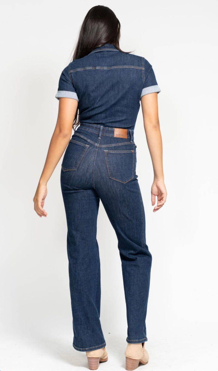 ZOE DENIM HIGH WAIST JUMPSUIT