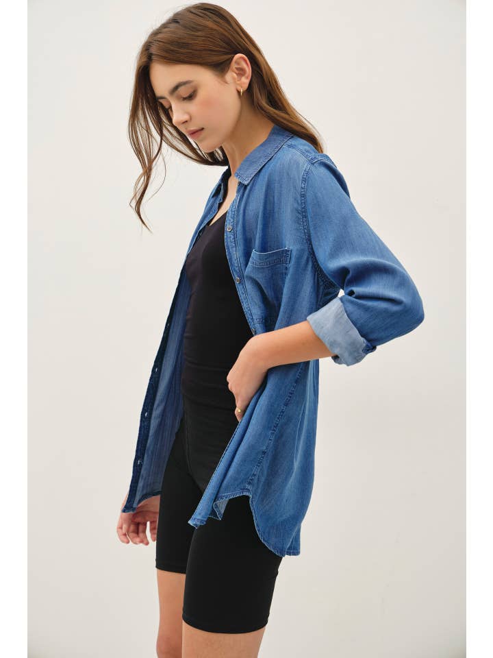 SAM MEDIUM WASH TENCEL DENIM SHIRT