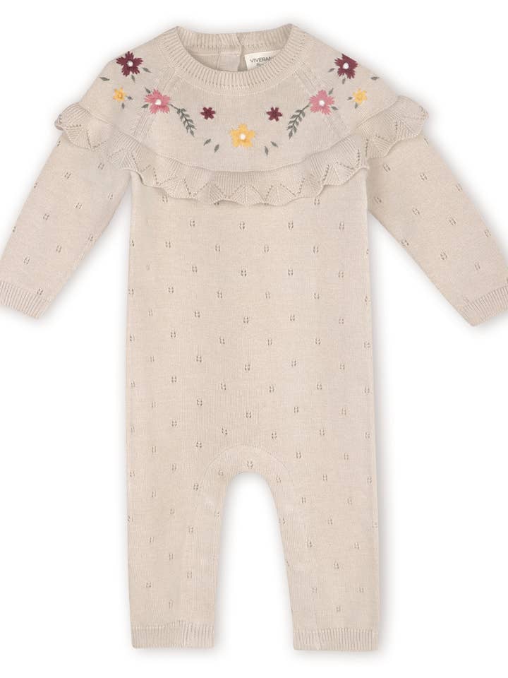 FLORENCE FLORAL EMBROIDERED ORGANIC POINTELLE ROMPER