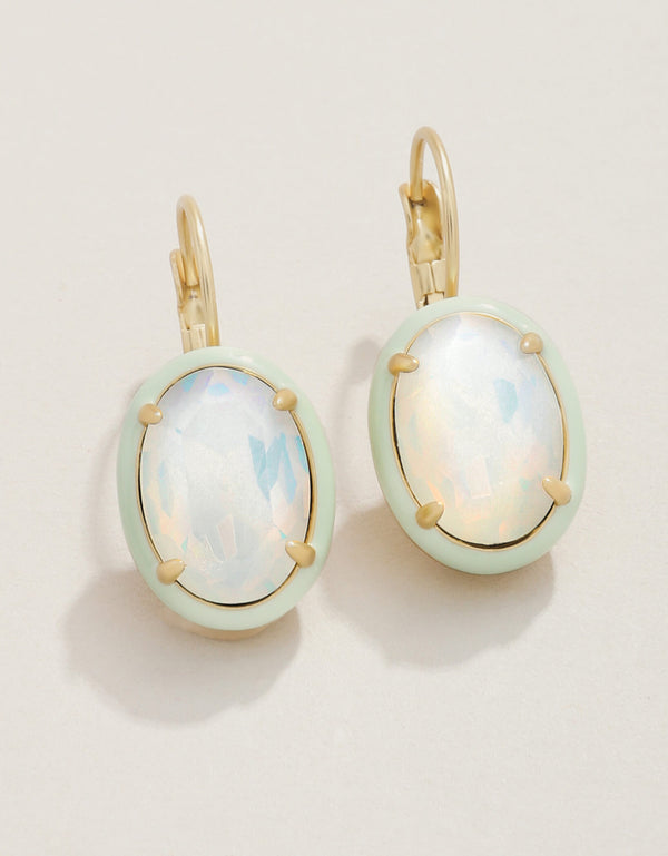 CLARA OVAL WHITE OPAL EARRINGS