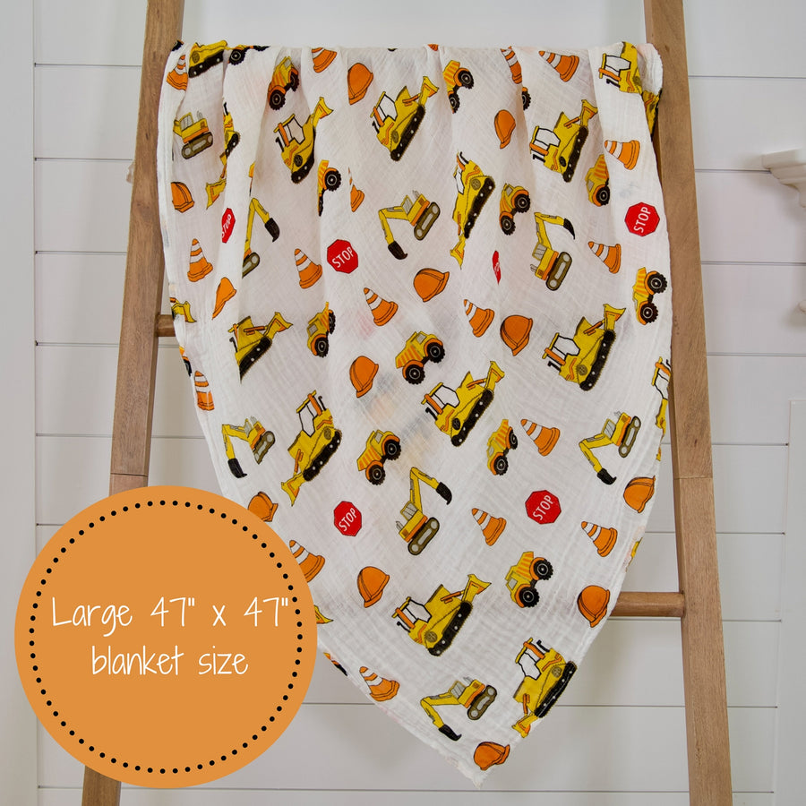 UNDER CONSTRUCTION MUSLIN SWADDLE BLANKET