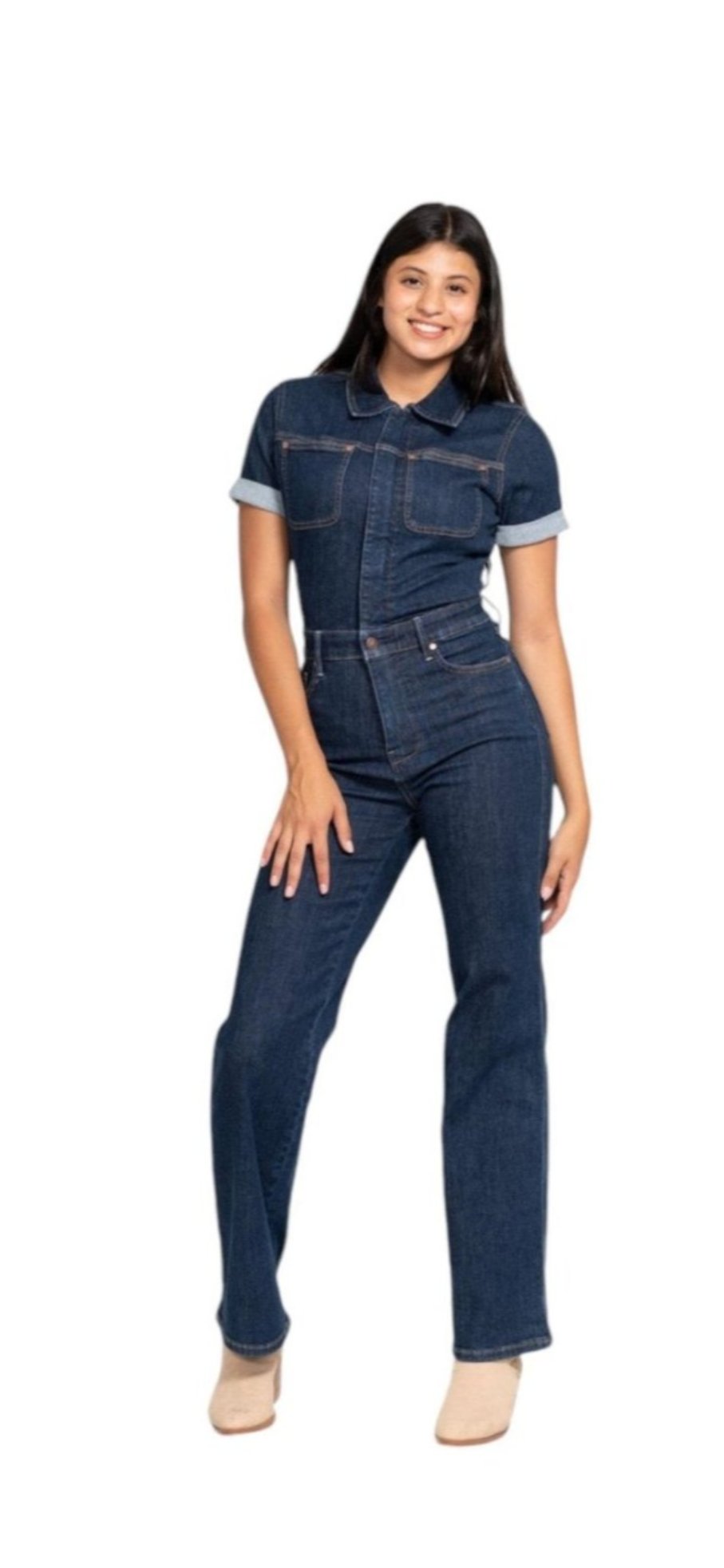 ZOE DENIM HIGH WAIST JUMPSUIT