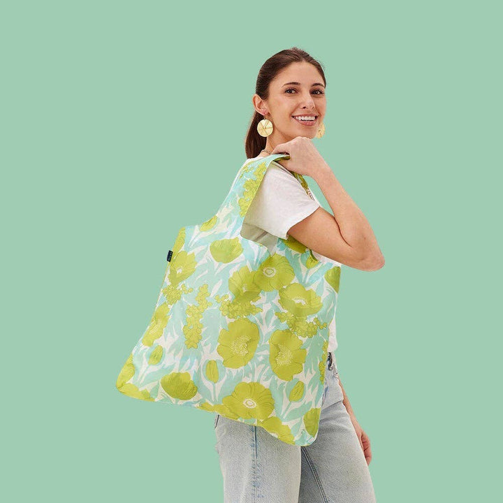 Icelandic Poppies Ocean Blu Bag Reusable Shopper Tote