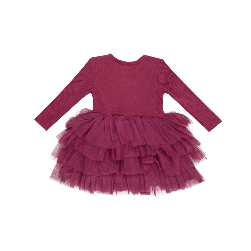 RIBBED ROSE BUD LAYERED TULLE BABY DRESS