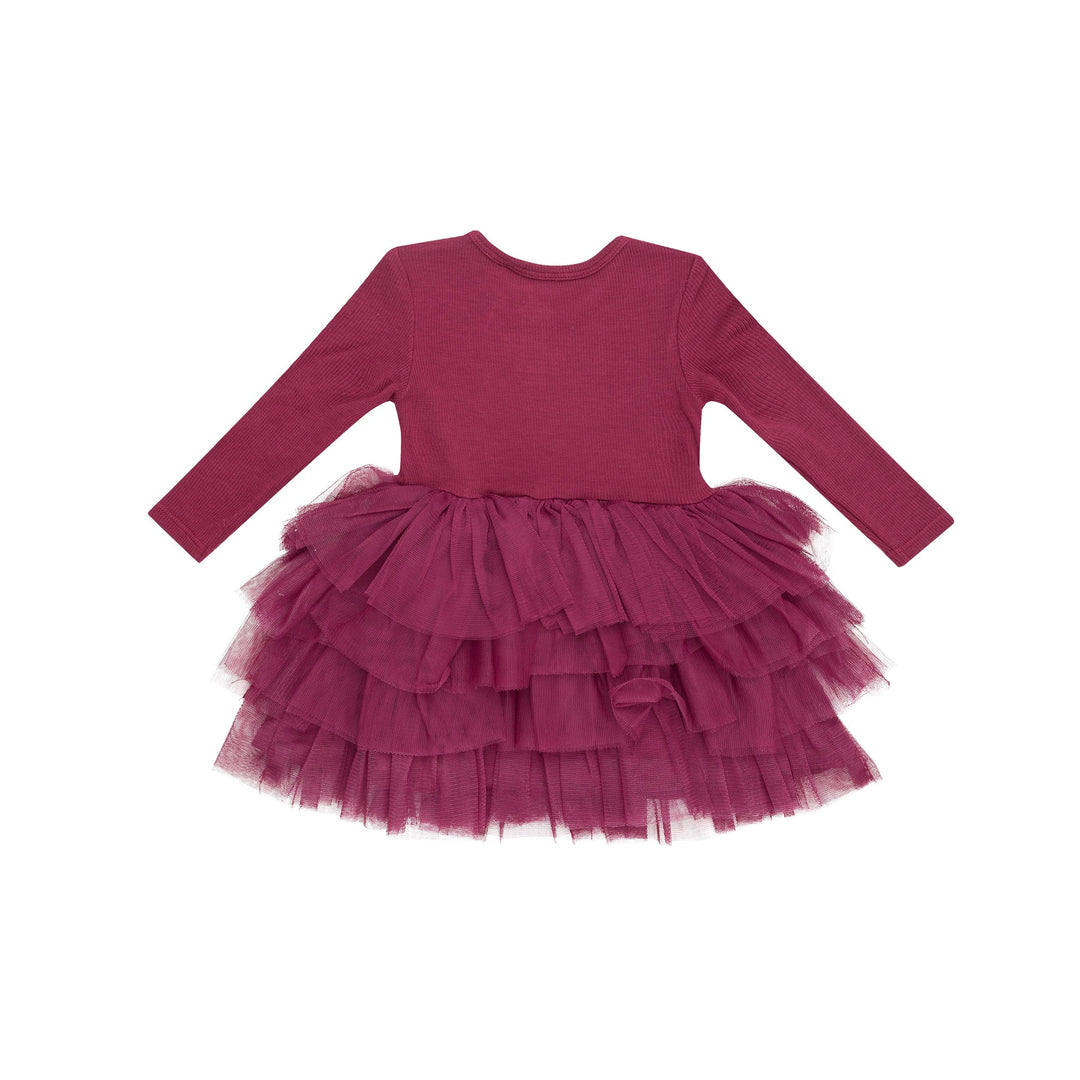 RIBBED ROSE BUD LAYERED TULLE BABY DRESS