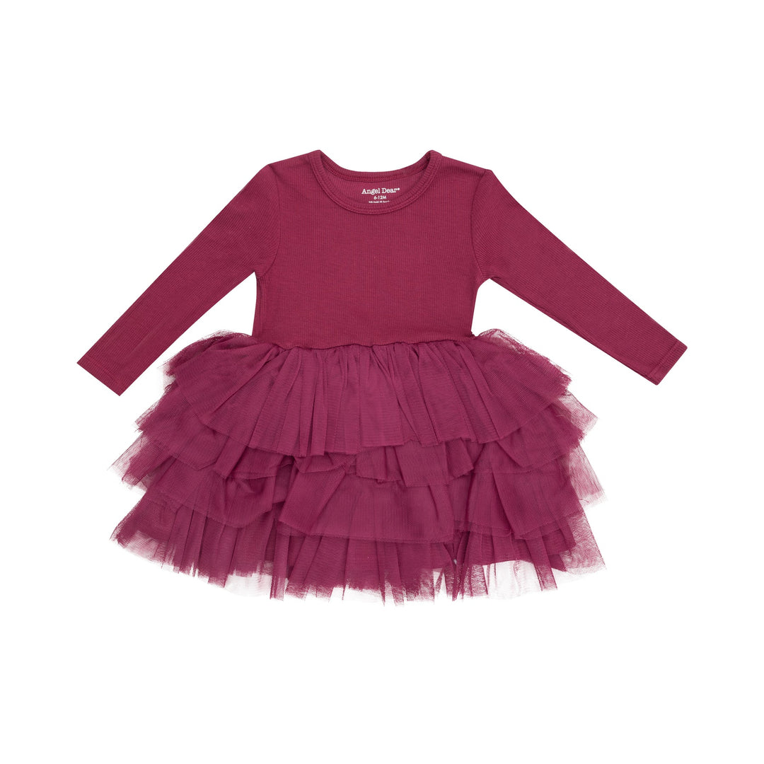 RIBBED ROSE BUD LAYERED TULLE BABY DRESS