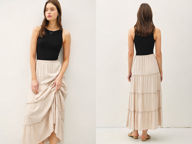 STONE 4 TIERED MAXI SKIRT