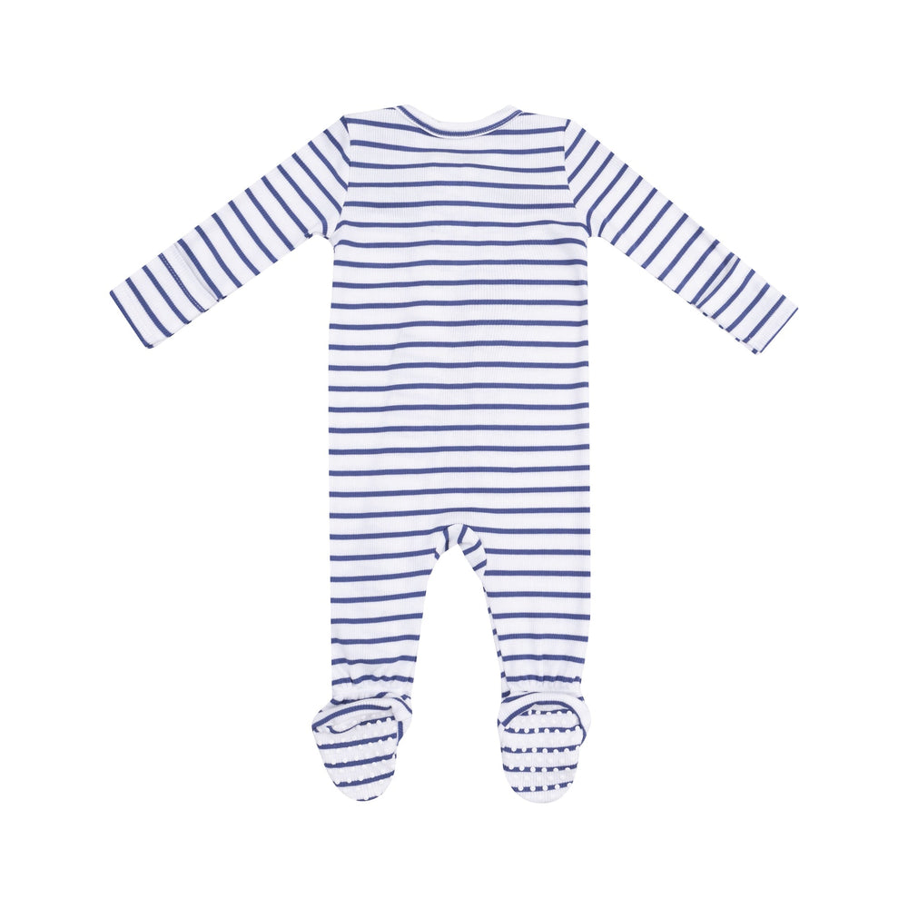 STRIPE VINTAGE BLUE 2 WAY ZIPPER FOOTIE