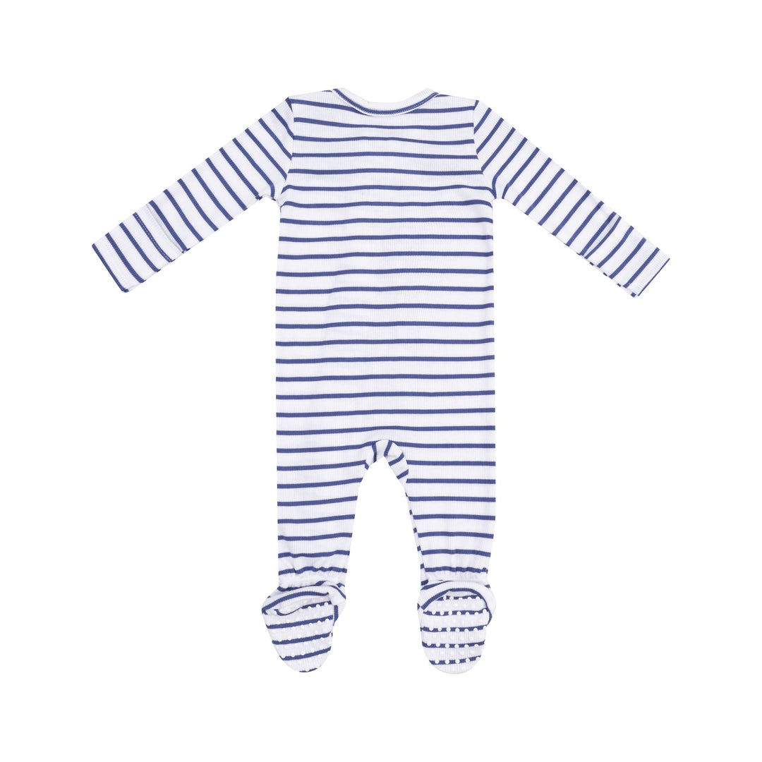 STRIPE VINTAGE BLUE 2 WAY ZIPPER FOOTIE