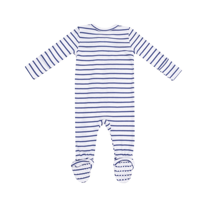STRIPE VINTAGE BLUE 2 WAY ZIPPER FOOTIE