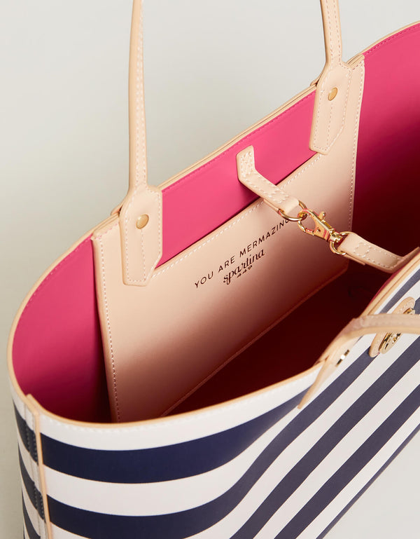 NAVY STRIPE TOTE BAG