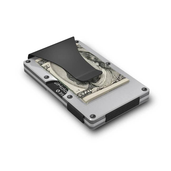 SILVER ALUMINUM GRID WALLET